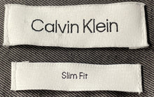 Load image into Gallery viewer, Calvin Klein Mens Dark Gray Cotton Long Sleeve Slim Fit Dress Shirt Size Large