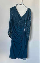 Load image into Gallery viewer, B&A By Betsy & Adam Womens Blue Ruched V-Neck Back Zip Sheath Dress Size 14W