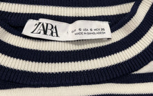 Load image into Gallery viewer, Zara Womens White Black Striped Short Sleeve Cropped Pullover Sweater Size Sz S