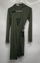 Load image into Gallery viewer, Calvin Klein Womens Green Long Sleeve Collared V-Neck Wrap Dress Size 2