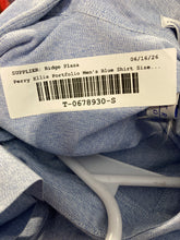 Load image into Gallery viewer, Perry Ellis Portfolio Mens Blue Long Sleeve Collared Dress Shirt Size 16.5 34/35