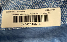 Load image into Gallery viewer, Express Mens Blue Printed Collared Long Sleeve Button-Up Shirt Size M With Tag