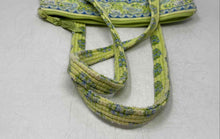 Load image into Gallery viewer, Vera Bradley Womens Green Blue Floral Print Double Handles Quilted Shoulder Bag