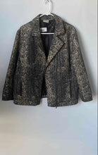 Load image into Gallery viewer, Chico's Womens Black Beige Metallic Snake Print Motorcycle Jacket No Size