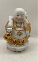 Load image into Gallery viewer, Vintage Porcelain Hand Painted Gold Gilt Chinese Happy Buddha Statue Figurine