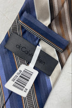 Load image into Gallery viewer, Calvin Klein Mens Multicolor Striped Silk Keeper Loop Adjustable Pointed Tie