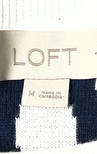 Load image into Gallery viewer, LOFT Womens Blue White Wave Print Short Sleeve Crew Neck Pullover Sweater Size M