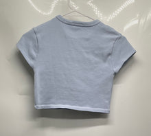 Load image into Gallery viewer, Zara Womens Light Blue Short Sleeve Crew Neck Pullover Cropped T-Shirt Size L