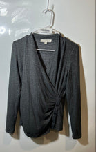 Load image into Gallery viewer, Loft Womens Gray V-Neck Long Sleeve Side Button Blouse Top Size Small