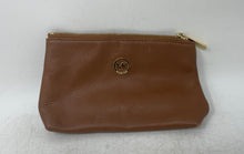 Load image into Gallery viewer, Michael Kors Womens Brown Pebbled Leather Inner Pockets Zip Top Lined Clutch Bag
