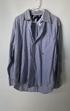 Load image into Gallery viewer, Tommy Hilfiger Mens Blue White Striped Long Sleeve Button-Up Shirt Size L