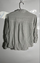 Load image into Gallery viewer, Zara Womens White Green Striped Long Sleeve Regular Fit Button-Up Shirt Size S