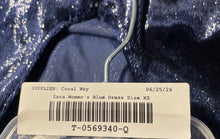 Load image into Gallery viewer, Zara Womens Blue Shimmery Glitter Short Sleeve Tie Open Back Maxi Dress Size XS