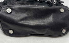 Load image into Gallery viewer, Michael Kors Womens Black Leather Bottom Studs Double Strap Shoulder Handbag