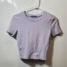 Load image into Gallery viewer, Zara Womens Lilac Short Sleeve Round Neck Pullover Cropped T-Shirt Size Small