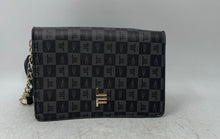Load image into Gallery viewer, London Fog Womens Marci Black Gray Logo Print Inner Pockets Crossbody Purse