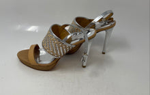 Load image into Gallery viewer, Coach Womens Silver Brown Open Toe Stiletto Platform Sandals Size 7.5