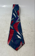 Load image into Gallery viewer, L'uomo Mens Blue Abstract Print Adjustable Keeper Loop Pointed Tie