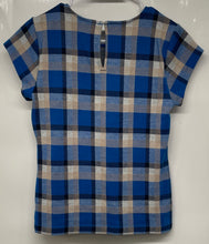 Load image into Gallery viewer, Ann Taylor Womens Blue Multi Plaid Short Sleeve Blouse Top Size Medium