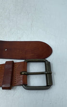 Load image into Gallery viewer, H&M Mens Brown Leather Square Buckle Adjustable Dress Belt Size 35-36