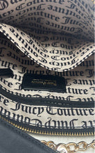 Load image into Gallery viewer, Juicy Couture Womens Black Monogram Embossed Charm Chain Strap Shoulder Handbag
