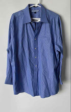 Load image into Gallery viewer, Tommy Hilfiger Mens Blue Striped Cotton Long Sleeve Collared Dress Shirt Size XL