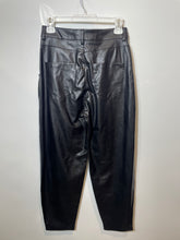 Load image into Gallery viewer, Zara Womens Black Faux Leather Flat Front Tapered Leg Trouser Pants Size 2
