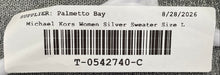 Load image into Gallery viewer, Michael Kors Womens Silver Long Sleeve Full-Zip Cardigan Sweater Size Large
