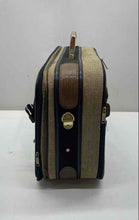 Load image into Gallery viewer, Vintage Oscar De La Renta Tan Black Tweed Extra Compartments Suitcase Luggage