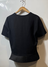 Load image into Gallery viewer, Karl Lagerfeld Paris Womens Black Short Sleeve Pleated Hem Blouse Top Size M