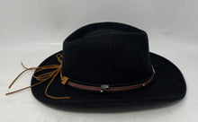 Load image into Gallery viewer, Mens Black Wide Brim Classic Western Cowboy Fedora Hat