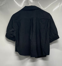 Load image into Gallery viewer, ZARA Womens Black Short Sleeve Cropped Blouse Top Size Large