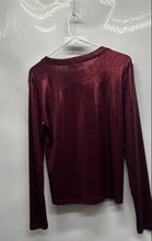 Load image into Gallery viewer, Loft Womens Wine Long Sleeve Round Neck Pullover Blouse Top Size Medium