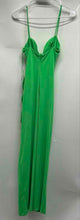 Load image into Gallery viewer, Zara Womens Green Spaghetti Strap Ruched Cowl Neck Midi Bodycon Dress Size XS
