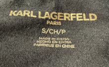 Load image into Gallery viewer, Karl Lagerfeld Paris Womens Black Graphic Print Short Sleeve T-Shirt Size Small