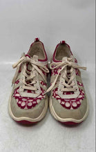 Load image into Gallery viewer, Coach Womens G4972 Beige And Dark Pink Monogram Lace-Up Sneaker Shoes Size 8B
