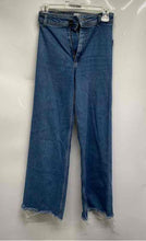 Load image into Gallery viewer, Zara Womens Blue Denim Medium Wash Raw Hem Marine Straight Leg Jeans Size 2