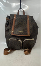 Load image into Gallery viewer, Calvin Klein Womens Brown Monogram Print Adjustable Strap Top Handle Backpack