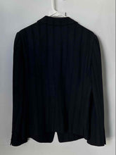Load image into Gallery viewer, Armani Collezioni Womens Black Striped Long Sleeve Three Button Blazer Size 8