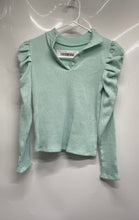 Load image into Gallery viewer, Janie And Jack Girls Mint Ruched Long Sleeve Ribbed Blouse Top Size 8