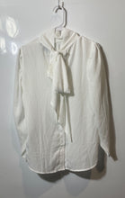 Load image into Gallery viewer, Forever 21 Womens White Long Sleeve Button Front Tie-Neck Blouse Top Size Medium