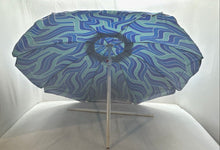 Load image into Gallery viewer, Bluewater Beach Blue Green Wave Print Portable Adjustable Height 6 FT. Umbrella