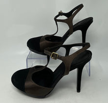 Load image into Gallery viewer, Authentic Tory Burch Womens Mandy Black Brown High T-Strap Heels Size 9M Worn