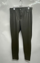 Load image into Gallery viewer, Zara Womens Green Faux Leather Flat Front Button Ankle Pants Size XL
