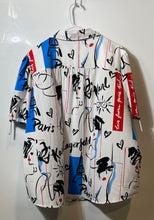 Load image into Gallery viewer, Karl Lagerfeld Womens Multicolor Printed Short Sleeve Button-Up Shirt Size 1X