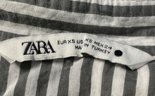 Load image into Gallery viewer, Zara Womens Black White Striped Long Sleeve Collared Button-Up Shirt Size XS