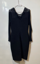 Load image into Gallery viewer, Calvin Klein Womens Black Pleated Mesh Overlay Long Sleeve Bodycon Dress Size 10
