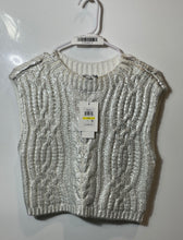 Load image into Gallery viewer, DKNY Jeans Womens White Shimmer Sleeveless Crew Neck Pullover Sweater PM W/Tags