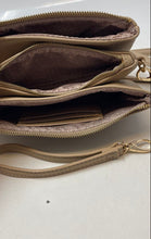 Load image into Gallery viewer, Izzy & Ali Womens Beige Pebbled Leather Zipper Adjustable Strap Crossbody Bag