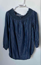 Load image into Gallery viewer, Michael Kors Womens Blue Ruffle Smocked Off The Shoulder Blouse Top Size Large